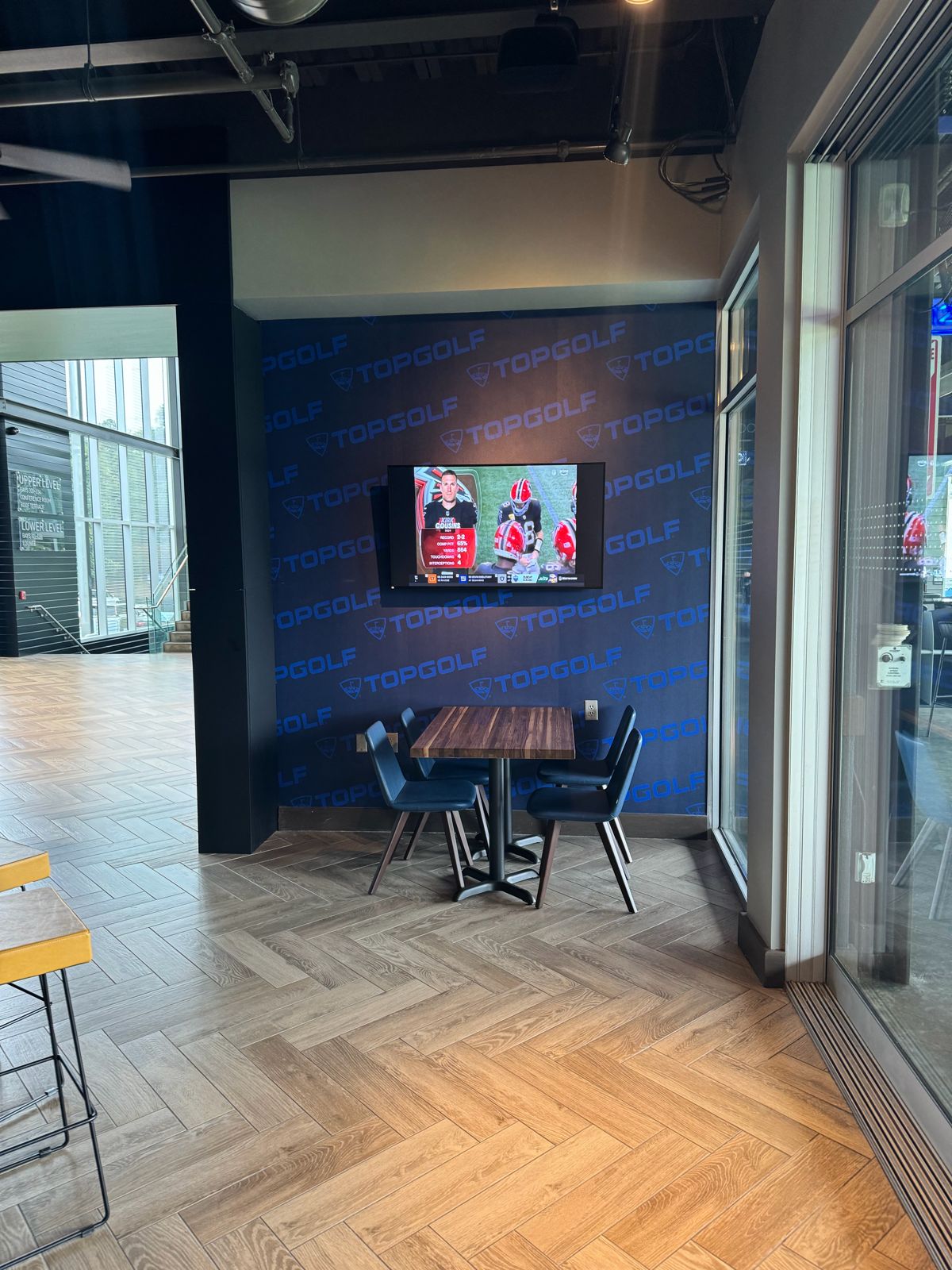 Topgolf Alpharetta after renovation: corner table
